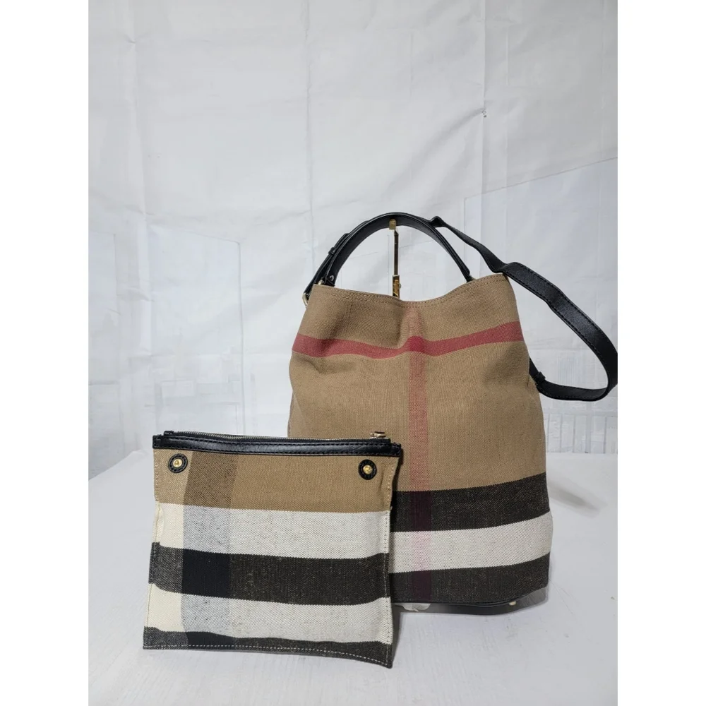 Authentic BURBERRY Ashby Hobo SaddleCanvas Mega Check - Picture 3 of 12
